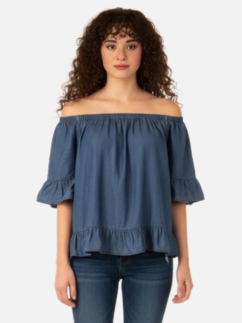 NWOT Style House Flowy Off The Shoulder Blue Blouse size XS